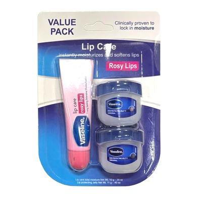 VLCJ-2PK-R, Vaseline Lip .35oz 1PK + Jelly .2oz 2PK Rosy, 191554777064