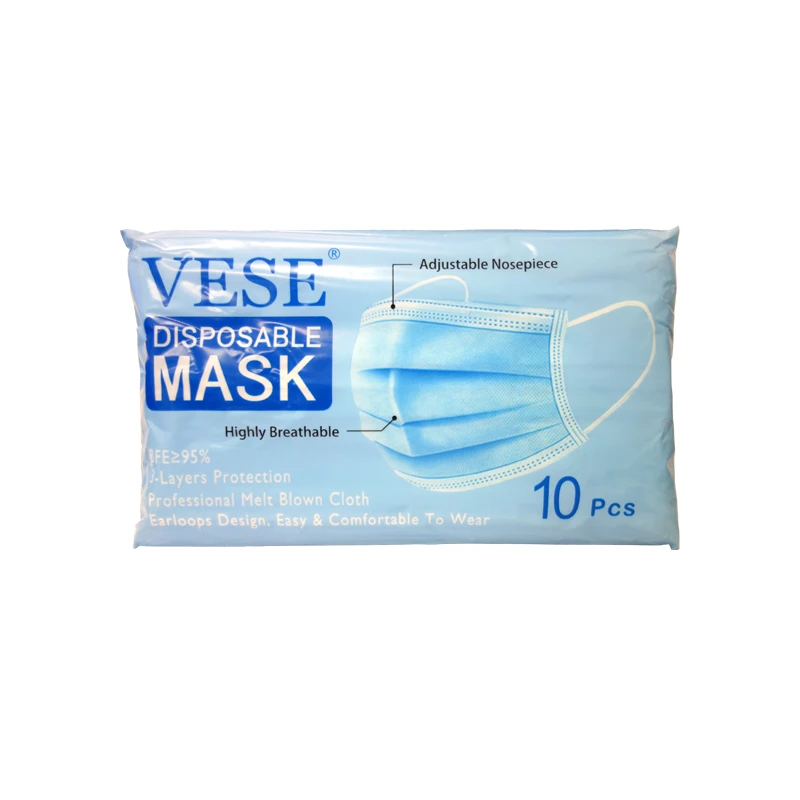 Face Mask 10PK Blue