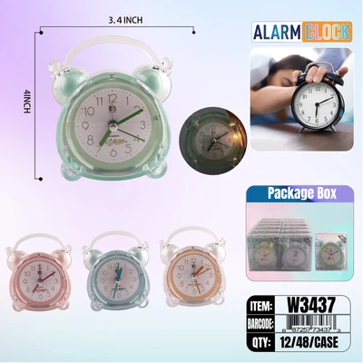 W3437, Alarm Clock  3.4"  x4 Assorted Color, 887257734373