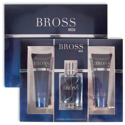 88519, Men's 3pcs Set BROSS 2.8fl.oz/80mlAfter Shave 1.7fl.oz/50mlEDT 2.8fl.oz/80mlShower Gel, 191554885196