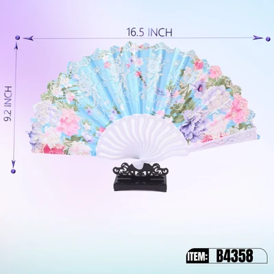 B4358, Hand Fan 16.5“x9.2" 24/DPQ, 887257643583