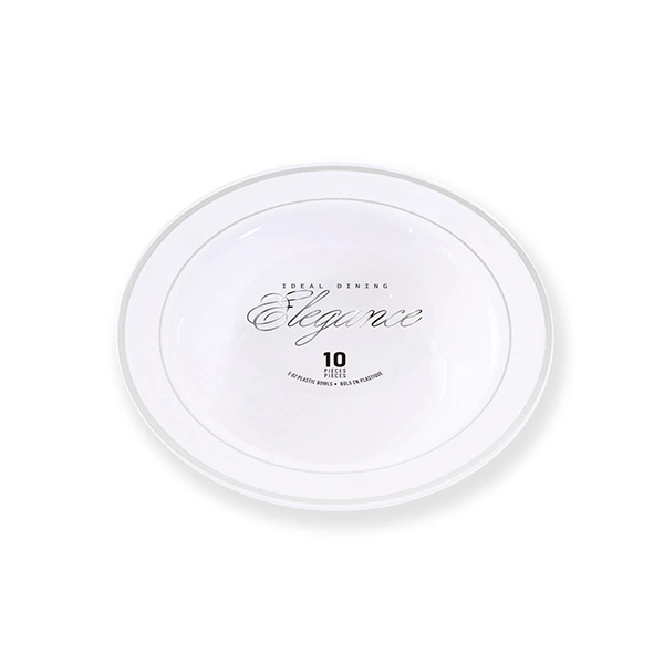 36204, Elegance Bowl 5oz White + 2 Line Stamp Silver, 191554362048
