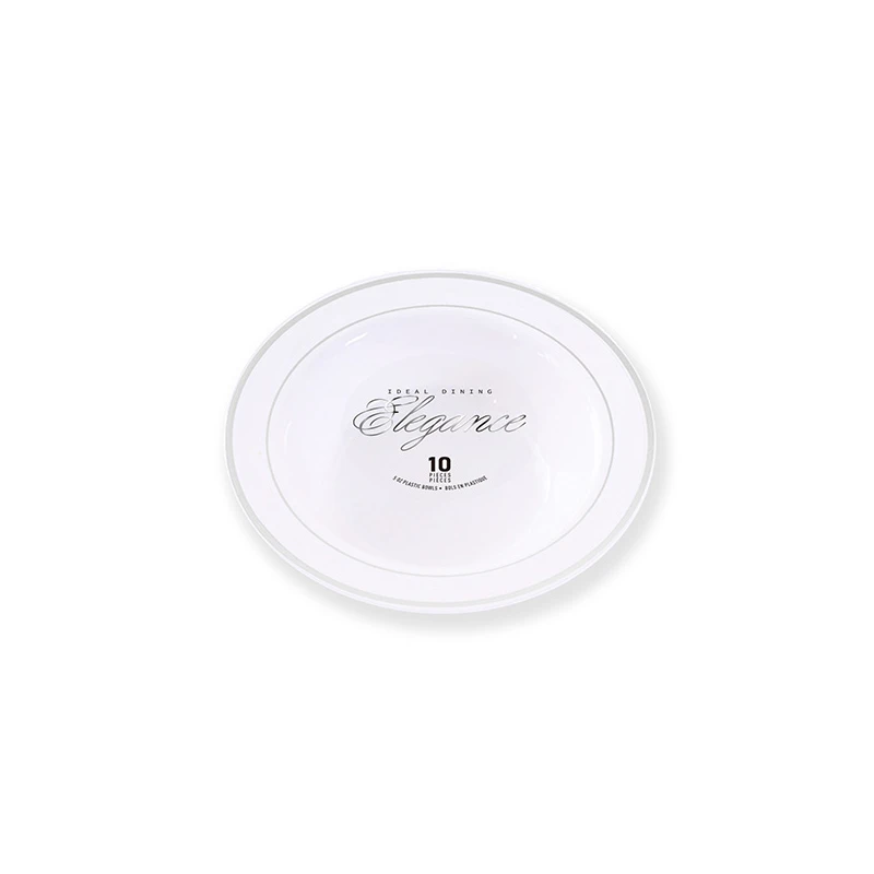 Elegance Bowl 5oz White + 2 Line Stamp Silver
