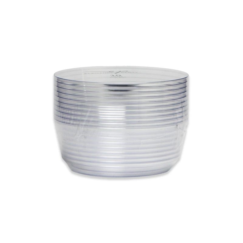 Elegance Party 10PK 14oz Soup Bowl Clear+Silver