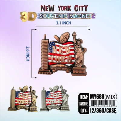 MY688, New York Souvenir M. Metal Magnet, 887257916885