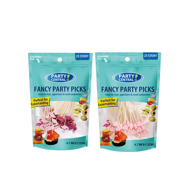 Party Central Fancy Picks 25CT Wood Hearts & Flamingos