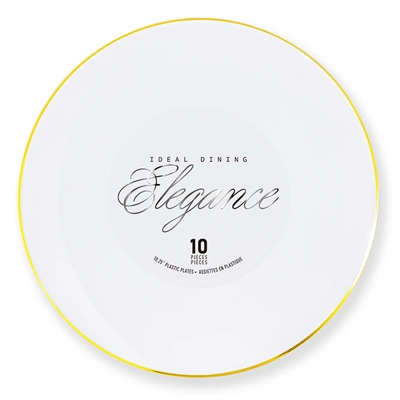 36225, Elegance Plate 10.25" White + Rim Stamp Gold, 191554362253