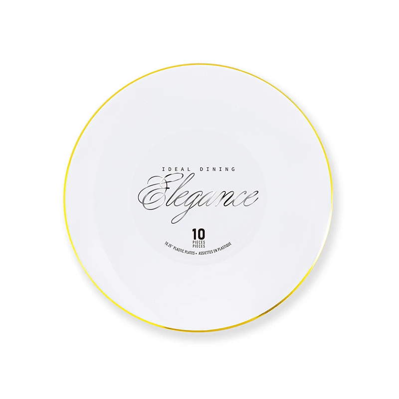 Elegance Plate 10.25" White + Rim Stamp Gold