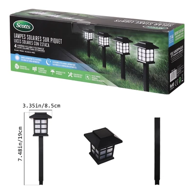 ST-48068, Scotts Solar Pathway Lights House 4pk, 191554480681