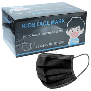 KMASK4000-BK, Face Mask Disposable Kids 50PK Black