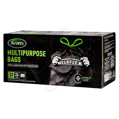 ST-30210, Drawstring Trash Bag Flex 33 Gal 24CT Black - Scotts, 191554302105