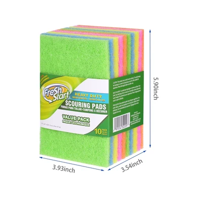 32209, Fresh Start Heavy Duty Scouring Pads 10PK -Assorted Colors, 191554322097