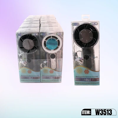 W3513, Rechargeable Portable Cooling Fan Assorted Color/PDQ, 887257735134