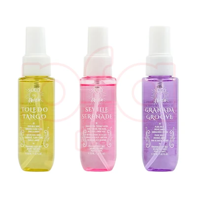 89329, SOLO EN IBIZA Body Mist 1.02.oz Women's 3pcs Bag Set GRANADA GROOVE TOLEDO TANGO SEVILLE SERENADE, 191554893290