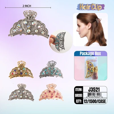 J3521, Hair Clip 2″ Inch with Diamond Assorted, 887257835216