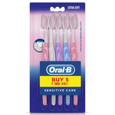 OB5SCES, Oral-B Toothbrush 5PK Sensitive Care Extra Soft, 4902430888332