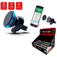 Universal Magnetic Vent Mount Holder - 6 X Powerful Magnet & 360° Rotating - PDQ (Asst Colors)