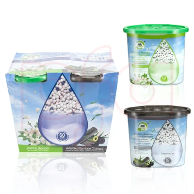 60167, Air Fusion Moisture Absorber + Odor Eliminator Jasmine Blossom & Activated Bamboo Charcoal 2PK*14OZ, 191554601673