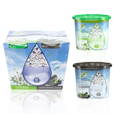60167, Air Fusion Moisture Absorber + Odor Eliminator Jasmine Blossom & Activated Bamboo Charcoal 2PK*14OZ, 191554601673