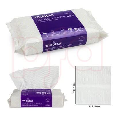 24053, Modess Face Towel 30pcs 7.08"x7.8", 191554240537