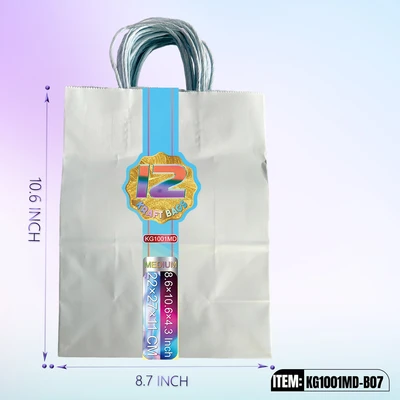 KG1001MD-B07, Kraft Bags MD. Maca Blue 12/Pk 10.6"x8.6"x4.3", 887258100283