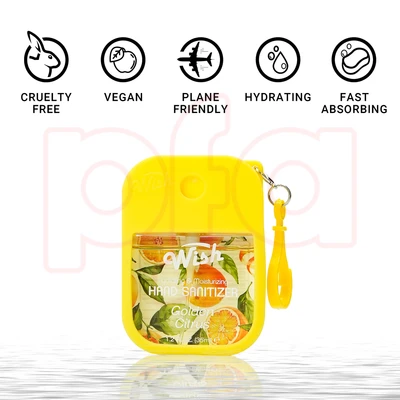60395, Wish 4pcs Mix Bundle Hand Sanitizer Spray 1.2 oz w/ Silicone Case,Salted Caramel/Coconut Cream/Dragonfruit/Golden Citrus, 191554603950
