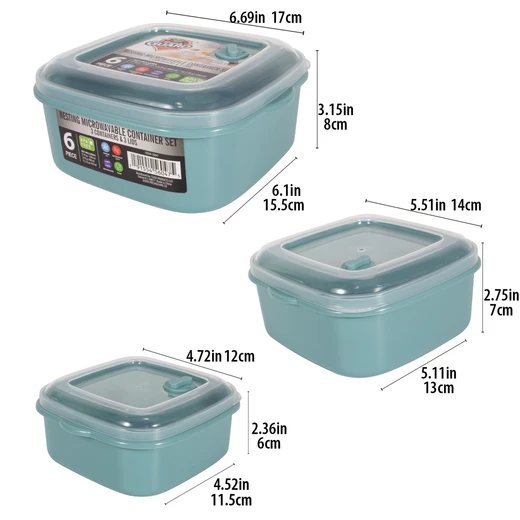 56047, Fresh Guard Plastic Food Container w/ Vent 6PK Square, 191554560475