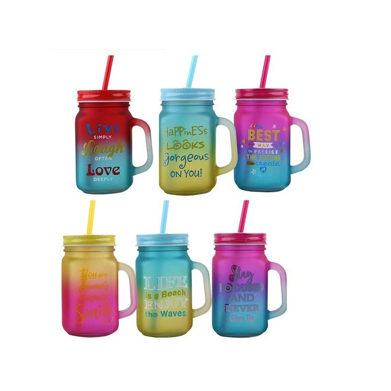 Mason Jar w/ Straw 15.2oz Inspirational 1pk