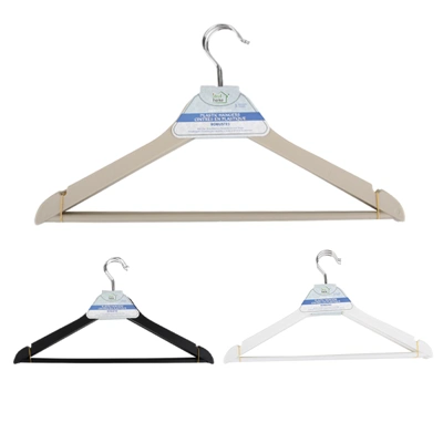 45017, Ideal Home Plastic Hangers 3PK Wood Solid, 191554450172