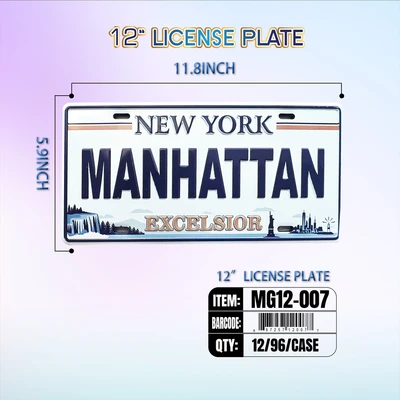 MG12-007, New York Souvenir License Plate 12"x6", 887257120077