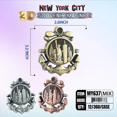 MY637, New York Souvenir M. Metal Magnet, 887257916373