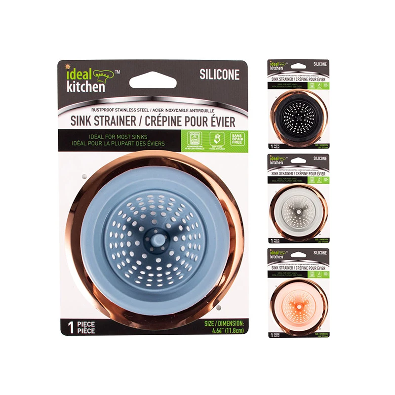 Ideal Kitchen SS + Silicone Sink Strainer HD Rose Gold Colors