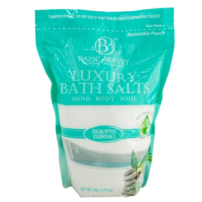 64010, Bazic Beauty Epsom Salt 4lb Bag Eucalyptus Essentials, 191554640108