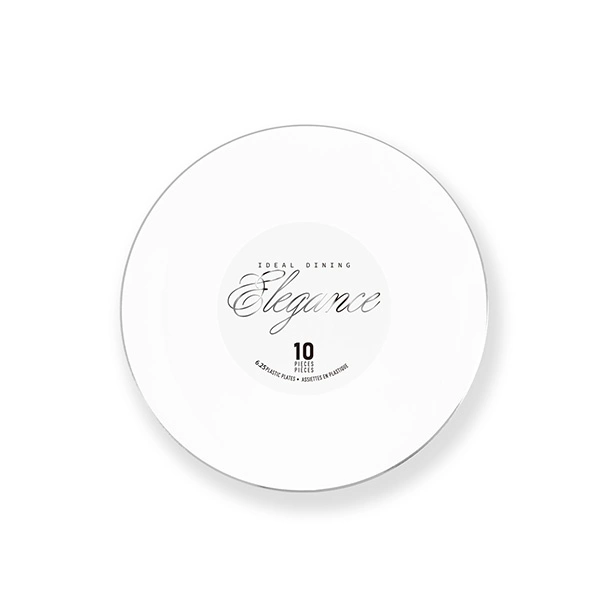36218, Elegance Plate 6.3" White + Rim Stamp Silver, 191554362185