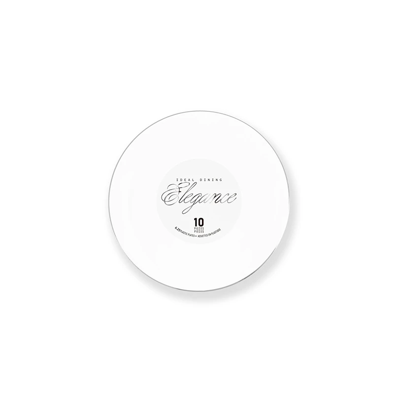 Elegance Plate 6.3" White + Rim Stamp Silver