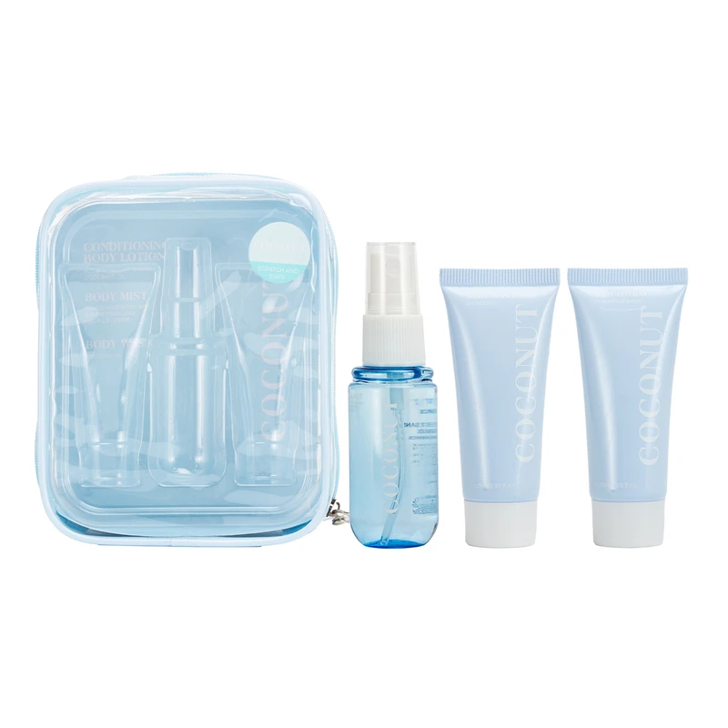 Women's 3pcs Bag Set COCONUT 25ml/0.85oz Body Lotion 25ml/0.85oz Body Wash 20ml/0.68oz Body Mist