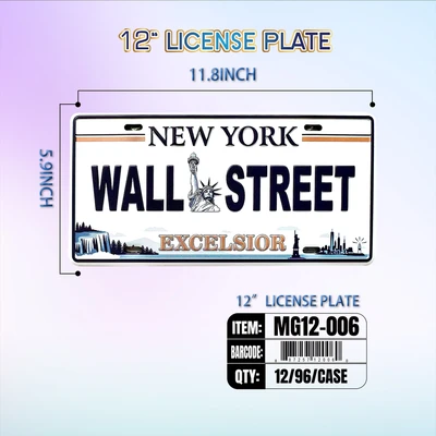 MG12-006, New York Souvenir License Plate 12"x6", 887257120060
