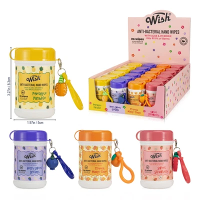 OL69302, Wish Sanitizing Hand Wipes with Charms Keychain – PDQ, 191554693029
