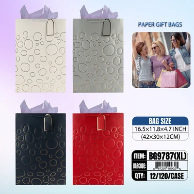 BG9787-XL, GeneralGift Bags XL.Assorted x4 16.5"x11.80"x4.7", 887257199325