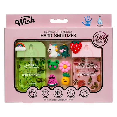 60423, Wish 1.5 FL. OZ. Hand Sanitizer Portable Spray Gift Set Travel Size (Set of 2),4 fragrance variants.Violet Plum/Vanilla Sweet/Coconut Salted/Dragonfruit Golden, 191554604230