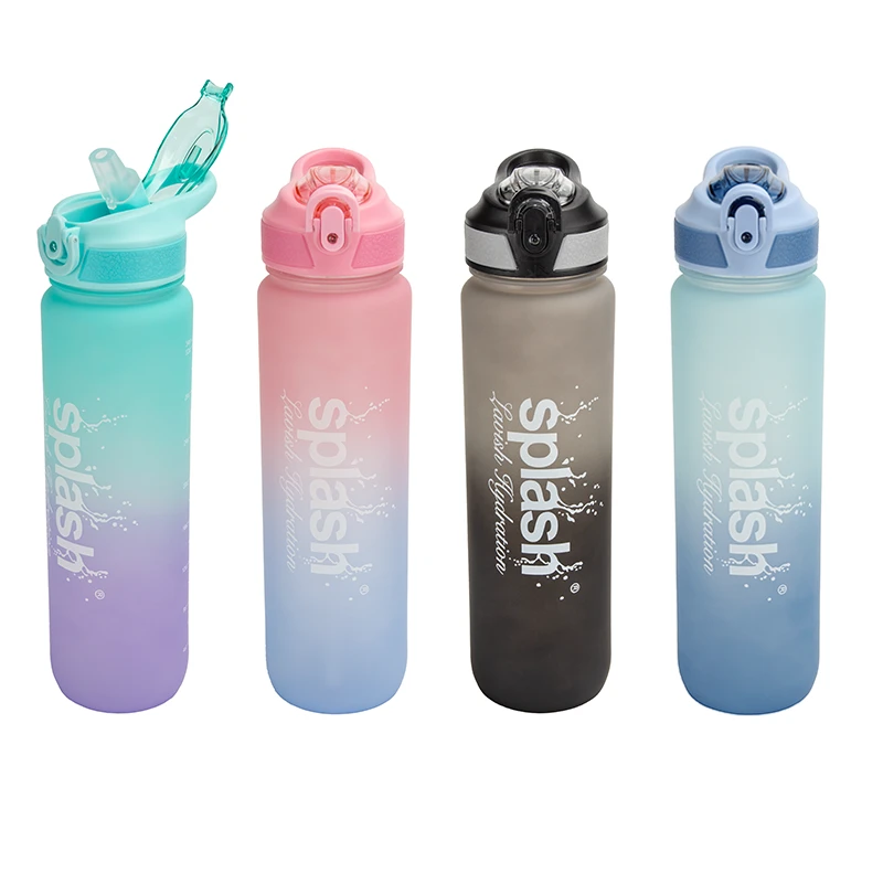 Splash Plastic Bottle 34oz Flip Cap w/ Lock & Strap Rainbow
