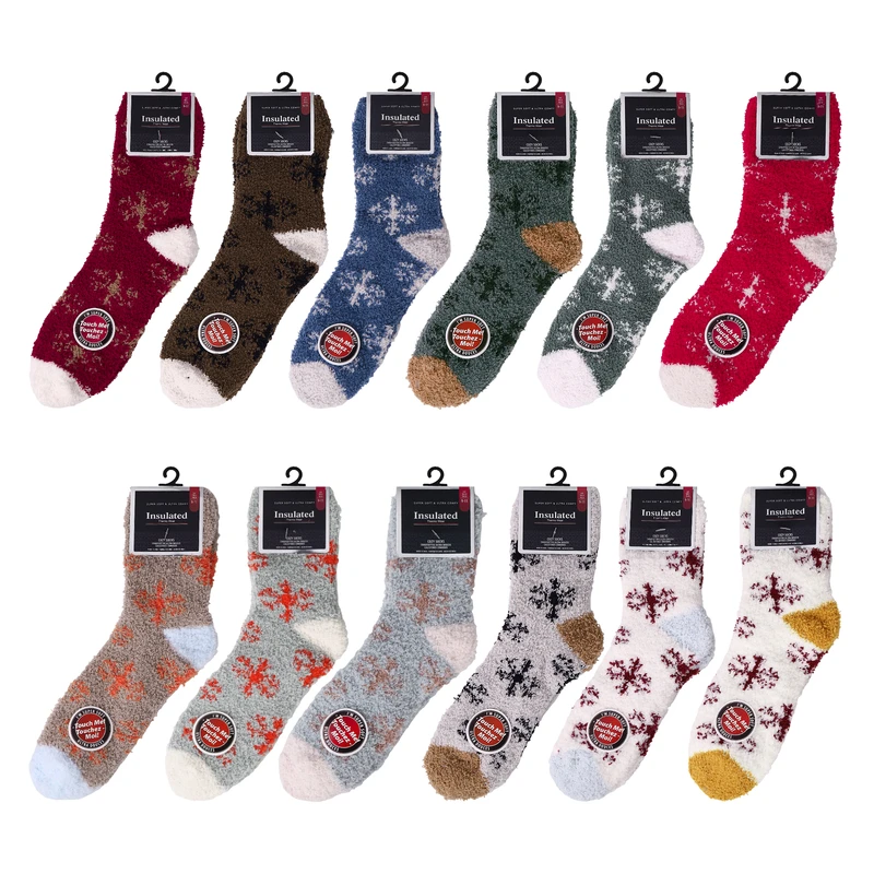 Insulated Winter Socks Fuzzy SnowFlakes
