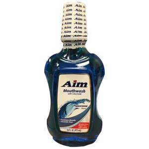 DF78102, Aim Mouthwash 16oz Peppermint Blue, 672935781028