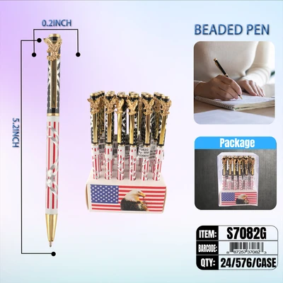 S7082G, Beaded Pen Gold Metal Eagle 24/PDQ, 887257370823