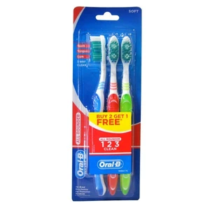 OB3S, Oral-B Toothbrush 123 3PK Soft, 4902430403856