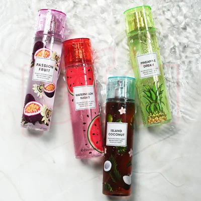 88819, Women's Body Mist Display 8 oz/ 236 ml Love Of Fruits, 4 Scents Island Coconut/Passion Fruit/Pineapple Dream/Watermelon Sugar - United Scents