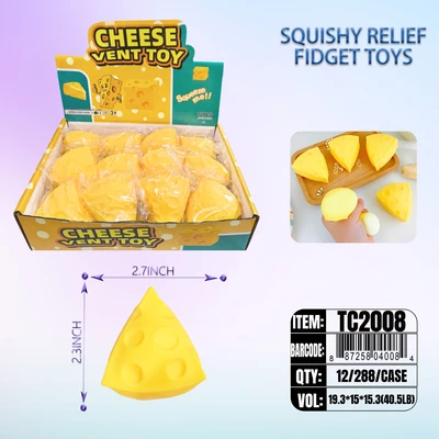 TC2008, Squishy Triangle Cheese Stress Relief Toy 2.76", 887258040084