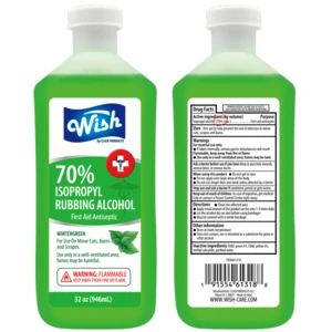 61318, Wish Rubbing Alcohol 32oz 70% Wintergreen, 191554613188