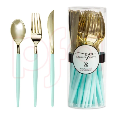 36338, EP 32PK Cutlery Mint+Gold, 191554363380