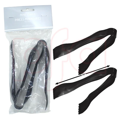 AMS-431657.10, Amscan Mini Tongs 7.75" 2-Pack Black, 192937438435